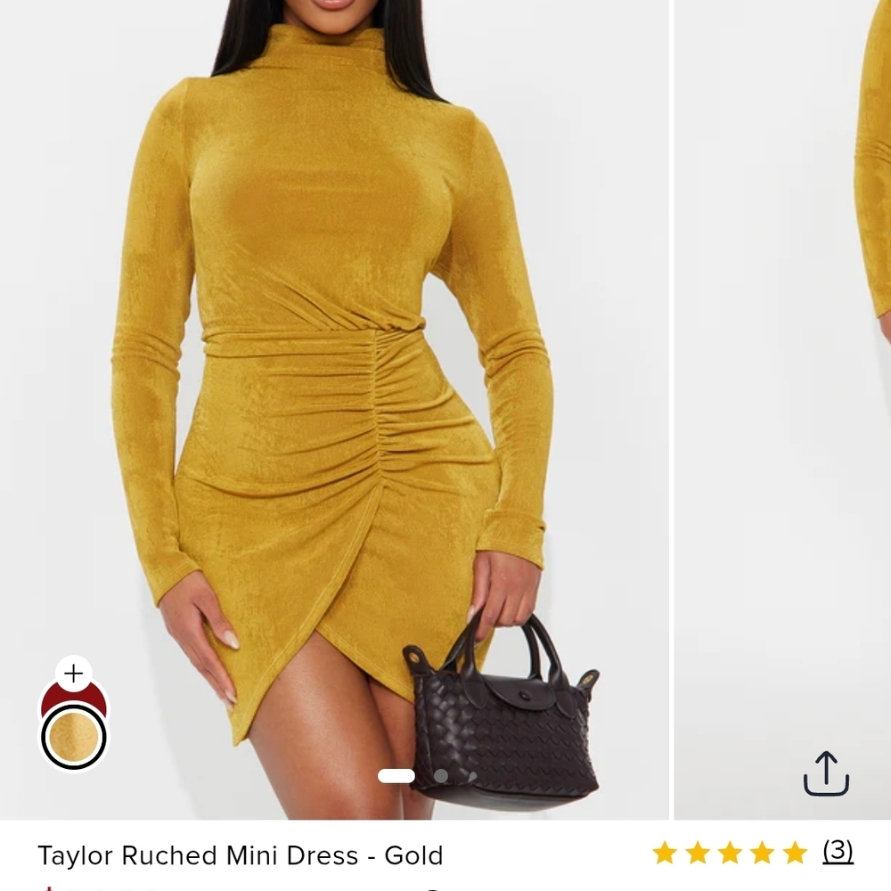 Taylor Golden Marigold/ Mustard Ruched Mini Dress XL (NWT) & 1X (New/ No Tags)